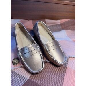 Artisure Women's Classic Hand sewn metallic Rose Gold Penny Loafers US size 8